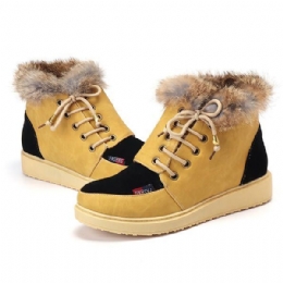 Dames Winter Lace Up Flats Bontvoering Warm Houden Katoenen Ankel Snowboots