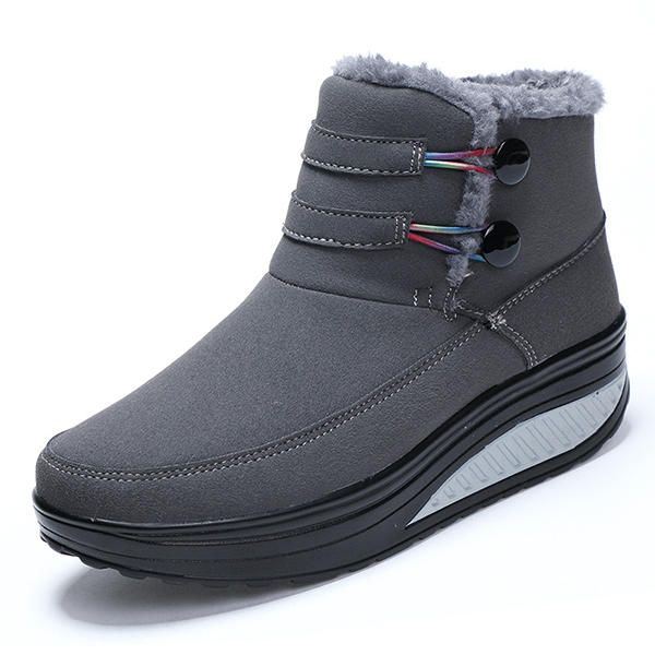 Dames Winter Slip On Warm Houden Laarzen Nepbont Voering Rocker Zool Schoenen Snowboots