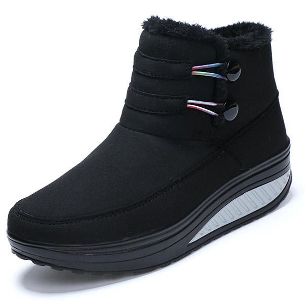 Dames Winter Slip On Warm Houden Laarzen Nepbont Voering Rocker Zool Schoenen Snowboots