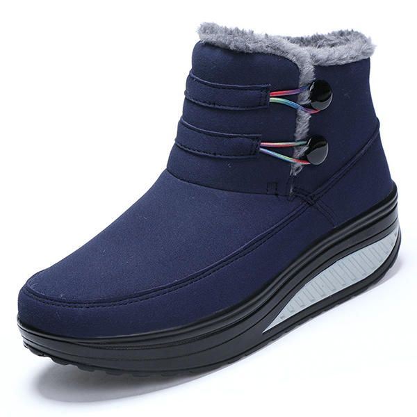 Dames Winter Slip On Warm Houden Laarzen Nepbont Voering Rocker Zool Schoenen Snowboots