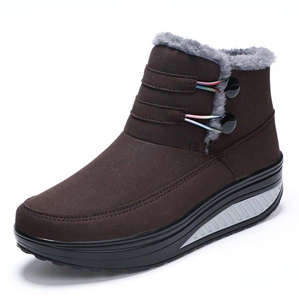 Dames Winter Slip On Warm Houden Laarzen Nepbont Voering Rocker Zool Schoenen Snowboots