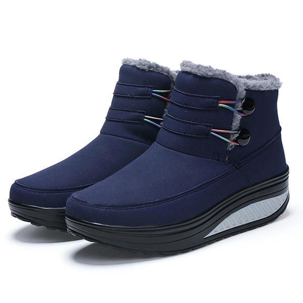 Dames Winter Slip On Warm Houden Laarzen Nepbont Voering Rocker Zool Schoenen Snowboots