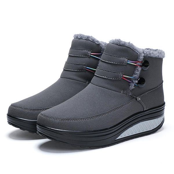 Dames Winter Slip On Warm Houden Laarzen Nepbont Voering Rocker Zool Schoenen Snowboots