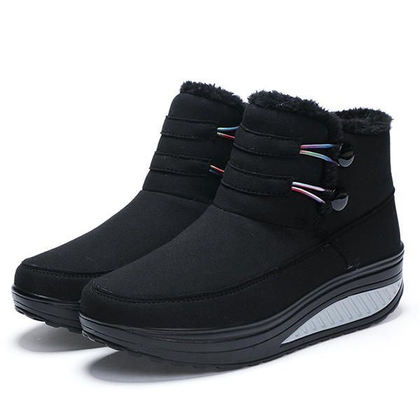 Dames Winter Slip On Warm Houden Laarzen Nepbont Voering Rocker Zool Schoenen Snowboots