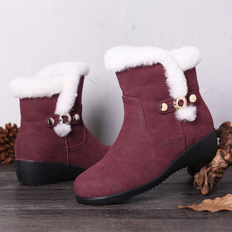 Dames Winter Suede Warm Pluche Voering Gesp Antislip Enkel Snowboots