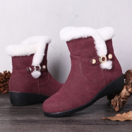 Dames Winter Suede Warm Pluche Voering Gesp Antislip Enkel Snowboots