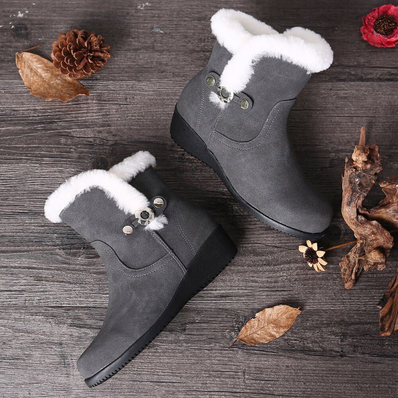 Dames Winter Suede Warm Pluche Voering Gesp Antislip Enkel Snowboots