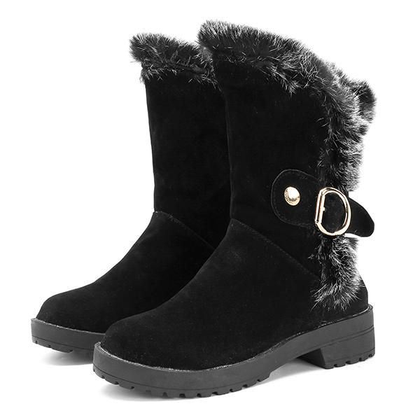 Grote Maat Dames Halfhoge Laarzen Winterlaarzen Faux Fur Voering Casual Flats