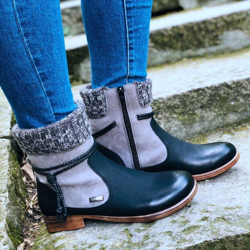 Grote Maat Dames Retro Warme Dagelijkse Winter Sokken Splicing Boots