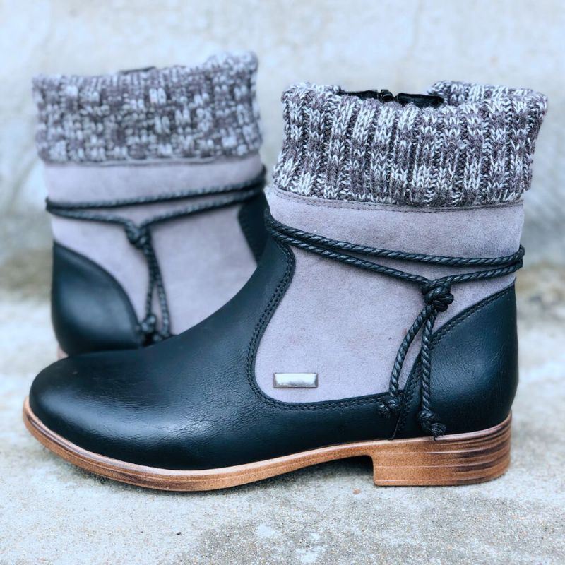 Grote Maat Dames Retro Warme Dagelijkse Winter Sokken Splicing Boots