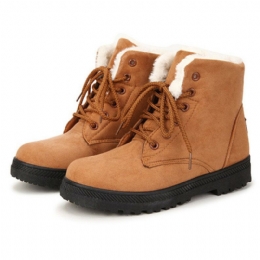 Grote Maat Dames Winter Warm Houden Platte Pluche Snowboots Enkel Korte Laarzen