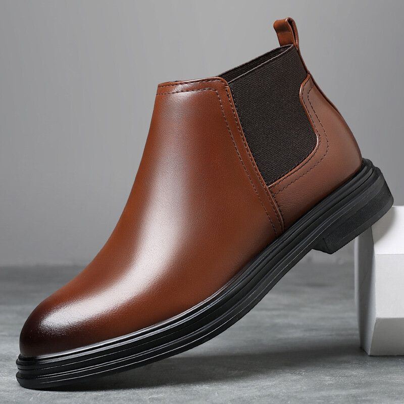 Heren Ademende Puntige Teen Zachte Zool Comfortabele Slip On Casual Chelsea Boots