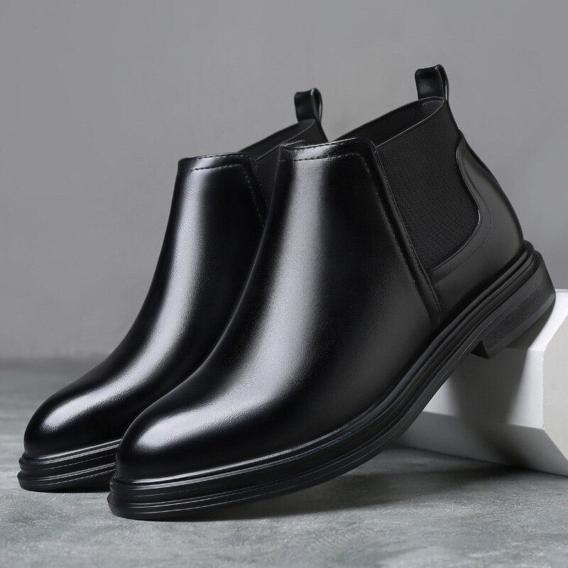 Heren Ademende Puntige Teen Zachte Zool Comfortabele Slip On Casual Chelsea Boots