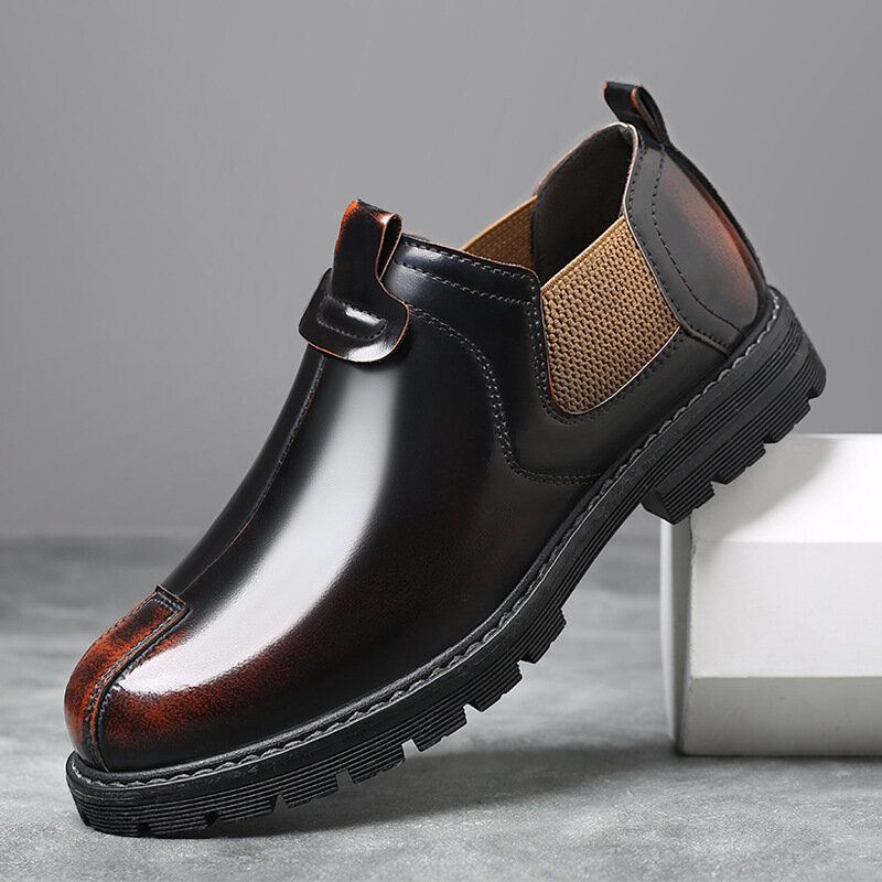 Heren Ademende Ronde Neus Zachte Zool Engeland Stijl Slip On Casual Chelsea Boots