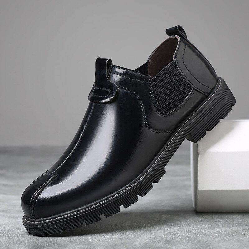 Heren Ademende Ronde Neus Zachte Zool Engeland Stijl Slip On Casual Chelsea Boots