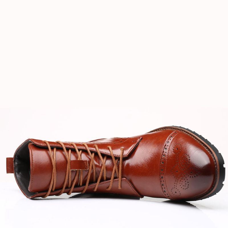 Heren Brogue Klassieke Cowboy Veterschoenen Halfhoge Kuit