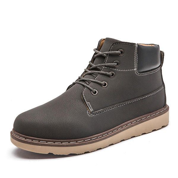 Heren Casual Comfortabele Leren Veterschoenen