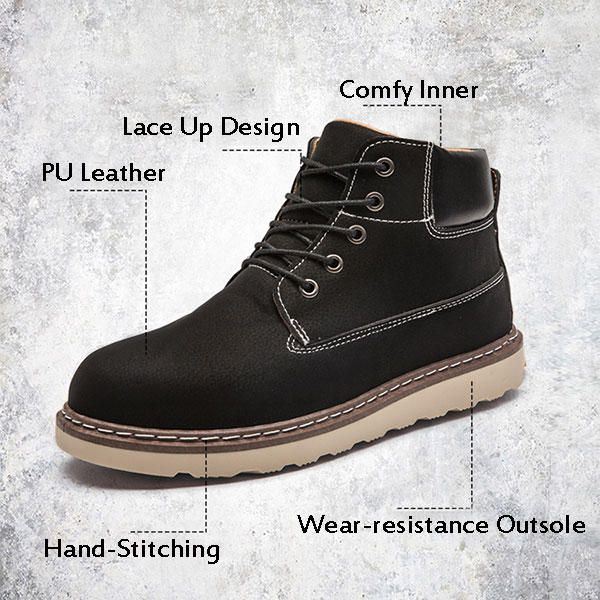 Heren Casual Comfortabele Leren Veterschoenen