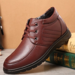 Heren Comfy Microfiber Leather Warm Gevoerde Lace Up Business Casual Boots