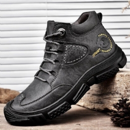 Heren Echt Leer Zachte Zool Veters Wandelschoenen Casual Tooling Laarzen