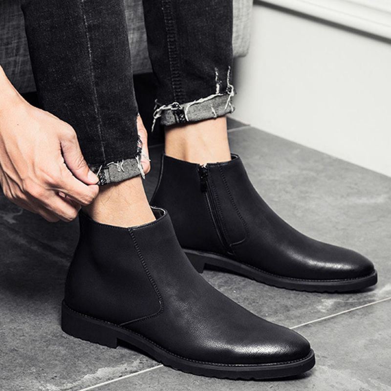 Heren Klassieke Slip On Casual Zachte Retro Enkellaarsjes