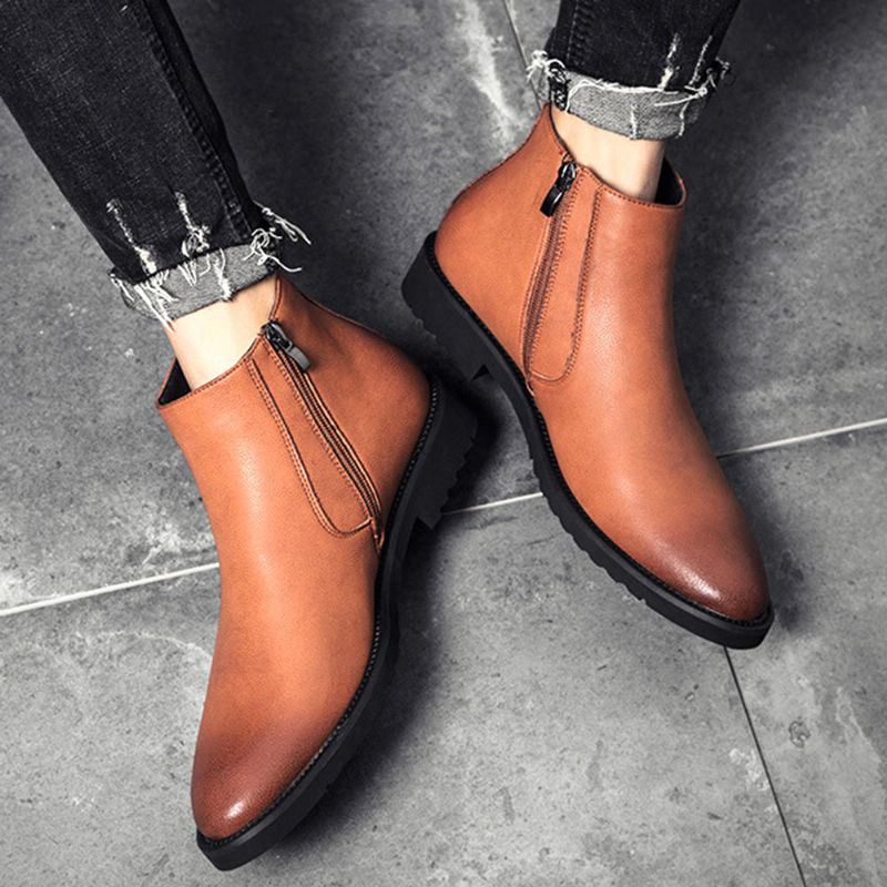 Heren Klassieke Slip On Casual Zachte Retro Enkellaarsjes