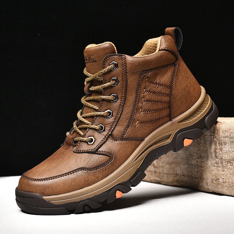 Heren Koeienhuid Antislip Veterschoenen Casual Tooling Boots