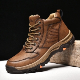 Heren Koeienhuid Antislip Veterschoenen Casual Tooling Boots