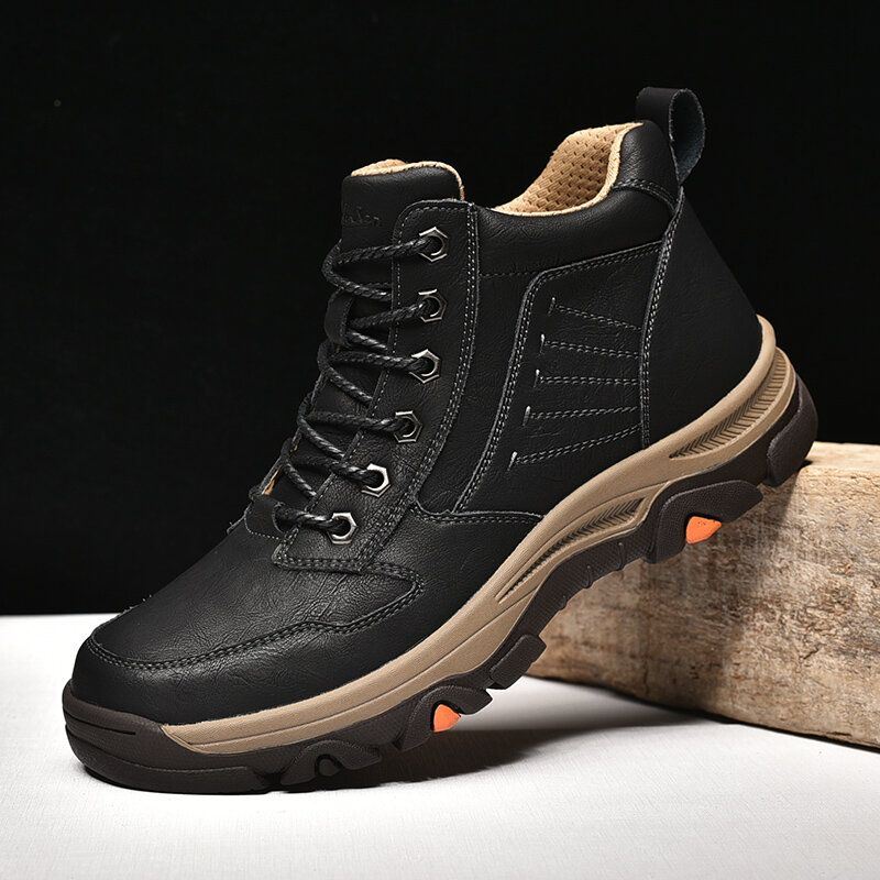 Heren Koeienhuid Antislip Veterschoenen Casual Tooling Boots