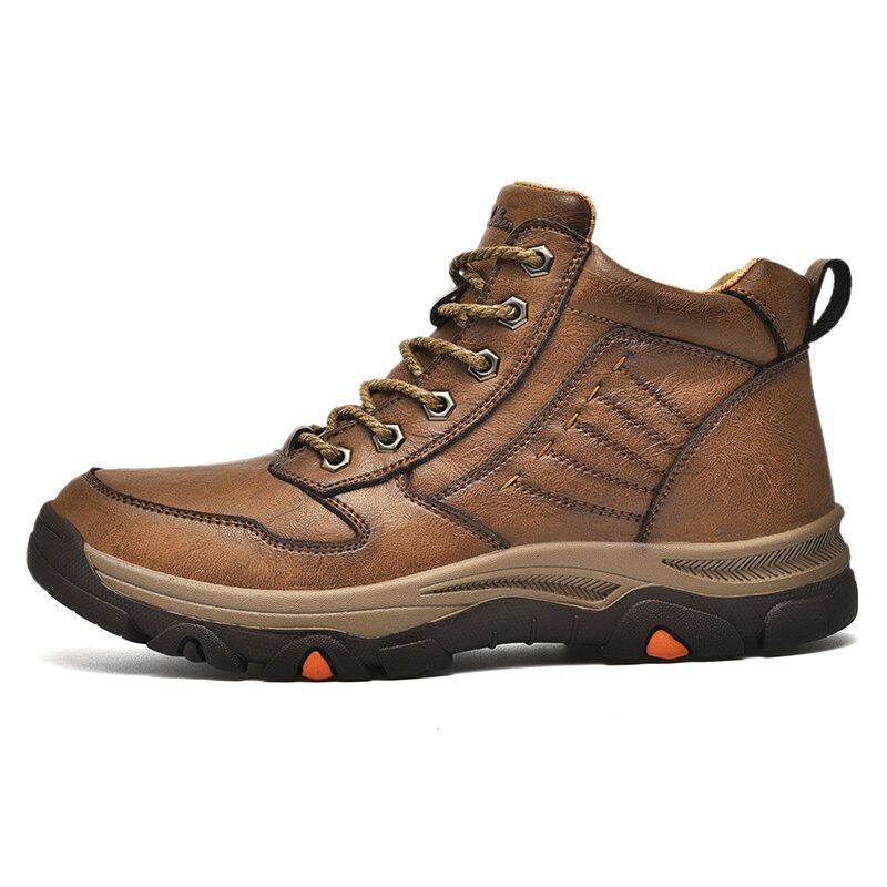 Heren Koeienhuid Antislip Veterschoenen Casual Tooling Boots