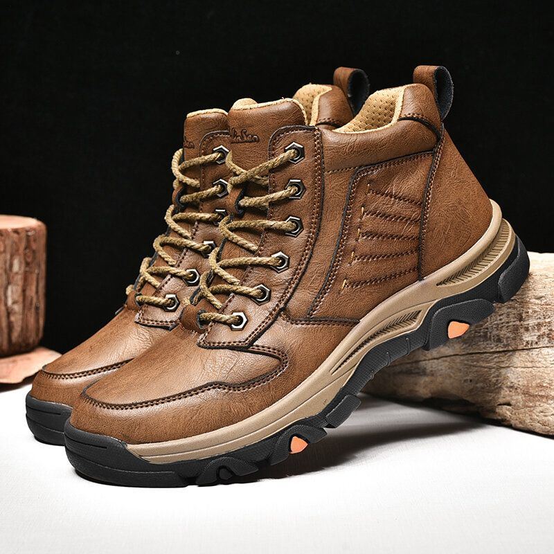 Heren Koeienhuid Antislip Veterschoenen Casual Tooling Boots