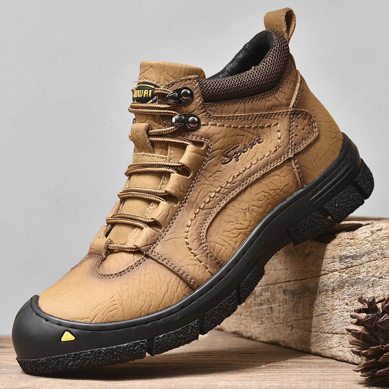 Heren Koeienhuid Dikker Warme Pluche Voering Outdoor Casual Tooling Boots