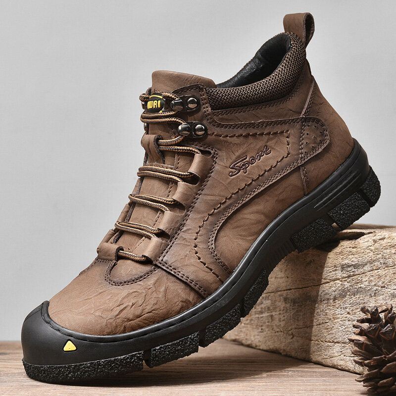 Heren Koeienhuid Dikker Warme Pluche Voering Outdoor Casual Tooling Boots