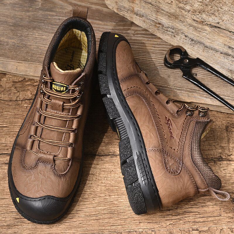 Heren Koeienhuid Dikker Warme Pluche Voering Outdoor Casual Tooling Boots