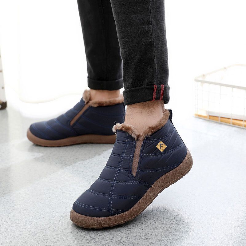 Heren Lichtgewicht Comfy Slip-on High-top Plus Fluwelen Warme Snowboots Katoenen Schoenen