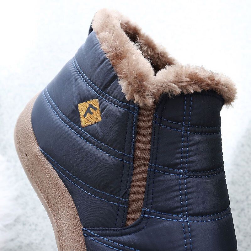 Heren Lichtgewicht Comfy Slip-on High-top Plus Fluwelen Warme Snowboots Katoenen Schoenen