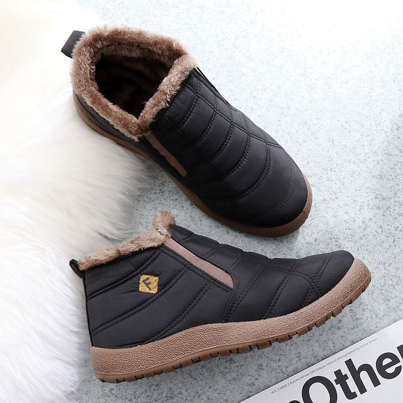 Heren Lichtgewicht Comfy Slip-on High-top Plus Fluwelen Warme Snowboots Katoenen Schoenen