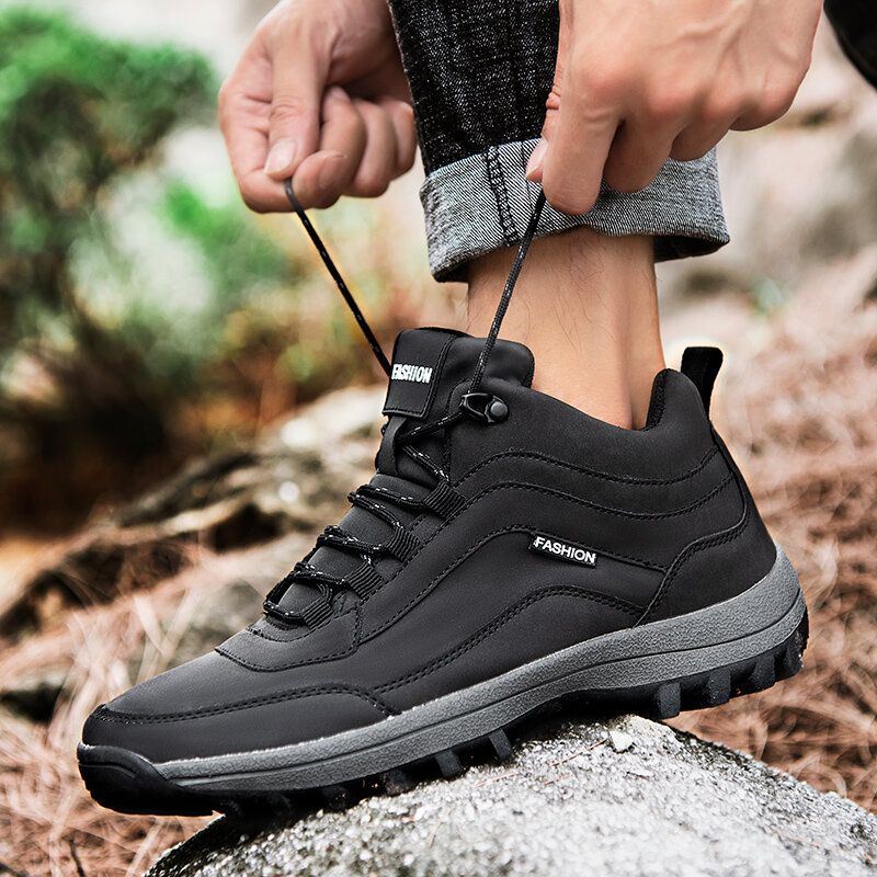 Heren Microfiber Leer Anti-collision Teen Antislip Outdoor Wandelschoenen