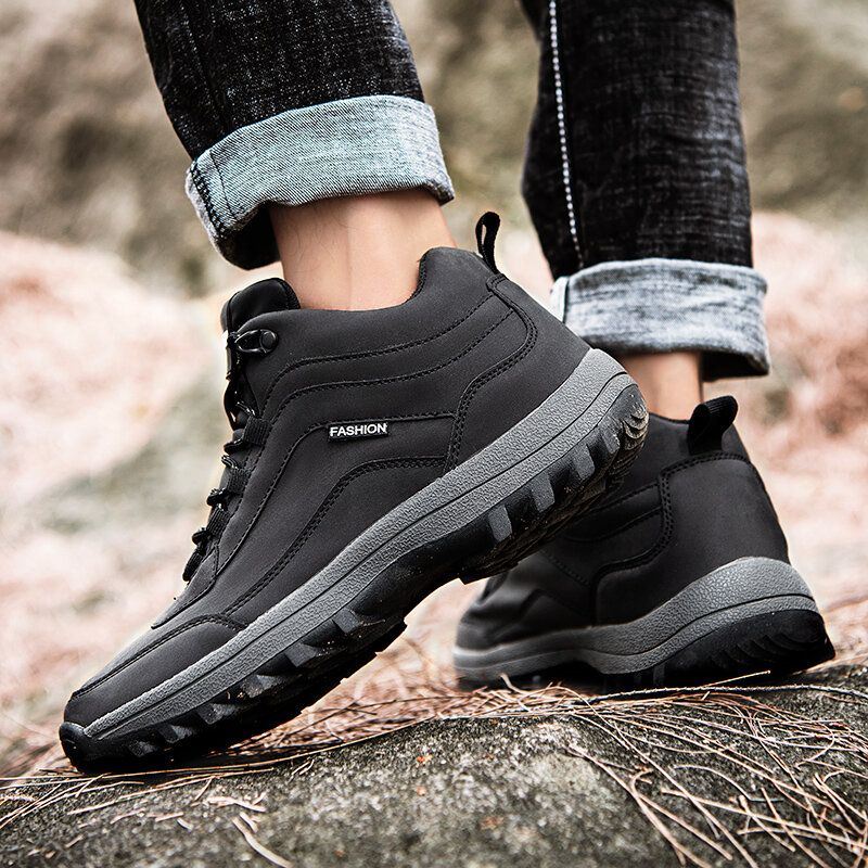 Heren Microfiber Leer Anti-collision Teen Antislip Outdoor Wandelschoenen