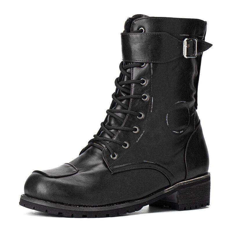 Heren Pu Antislip Side Zipper Lace Up Retro Casual Boots