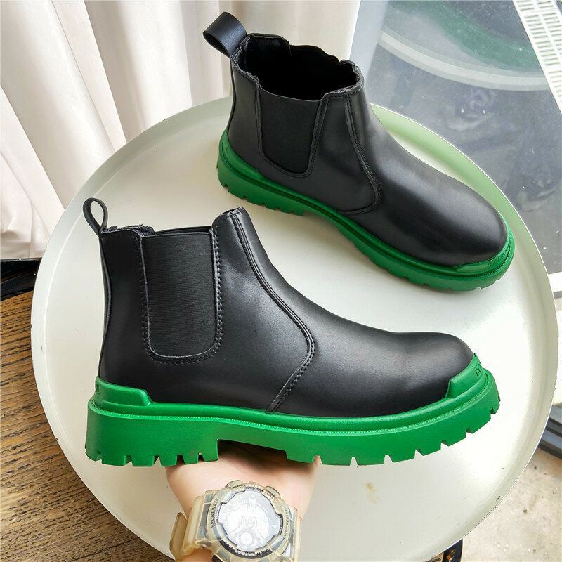 Heren Pu Lederen Hoge Splitten Instappers Casual Chelsea Boots