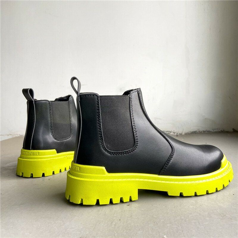 Heren Pu Lederen Hoge Splitten Instappers Casual Chelsea Boots