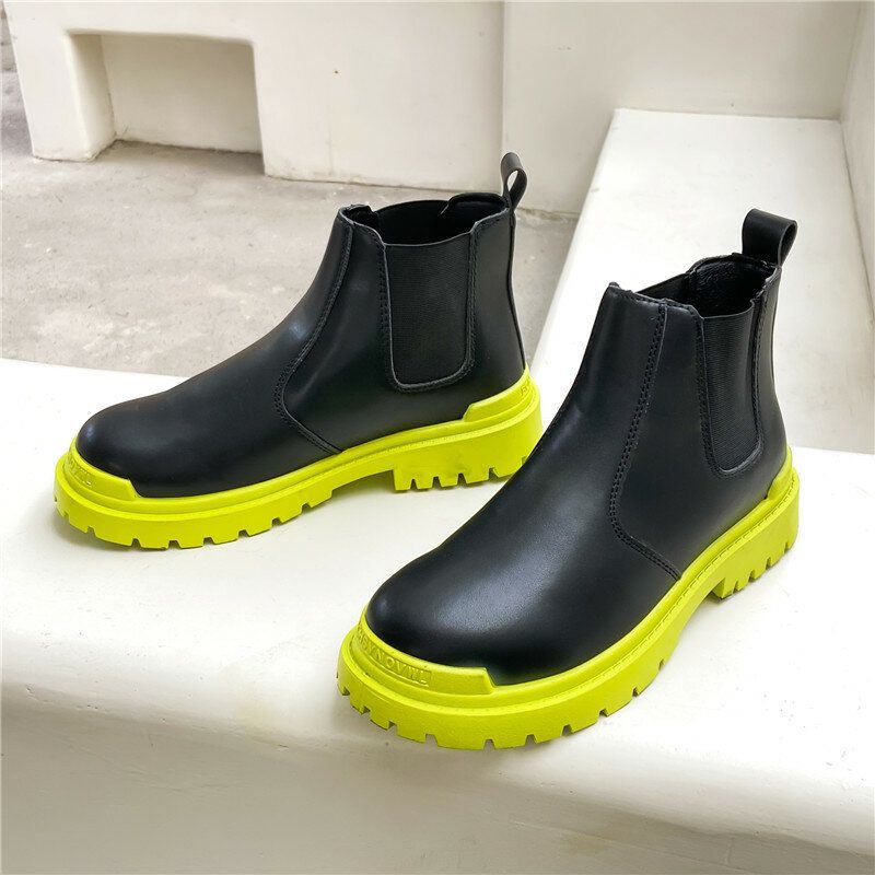 Heren Pu Lederen Hoge Splitten Instappers Casual Chelsea Boots