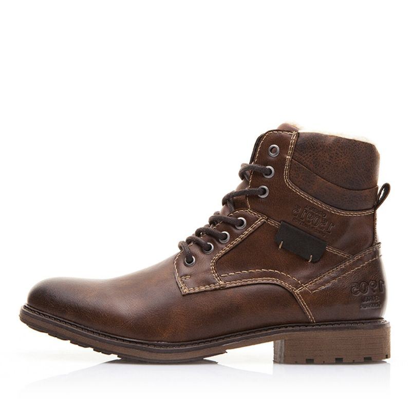 Heren Retro Antislip Warme Voering Veterschoenen Casual Rits Enkellaarsjes