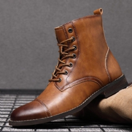 Heren Retro Handgemaakte Britse Stijl Cap Toe Lederen Formele Jurk Laarzen