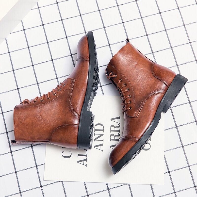 Heren Rundleer Comfy Soft Sole Vintage Business Lace Up Casual Boots