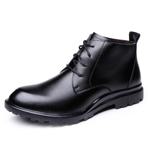 Heren Rundleer Pluche Voering Antislip Lace Up Casual Boots