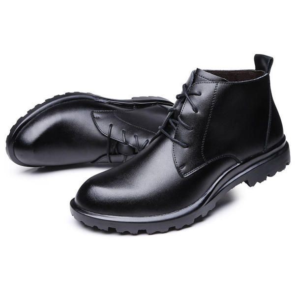 Heren Rundleer Pluche Voering Antislip Lace Up Casual Boots