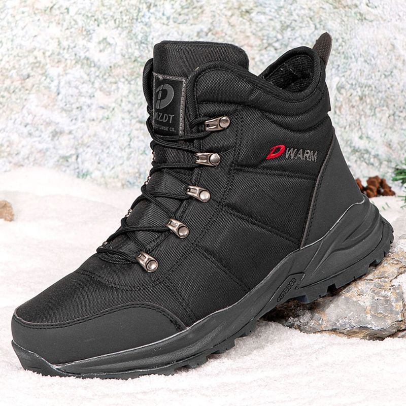 Heren Veterschoenen Antislip Waterdicht Plus Fluwelen Dikker Winter Warme Snowboots Casual Wandelschoenen