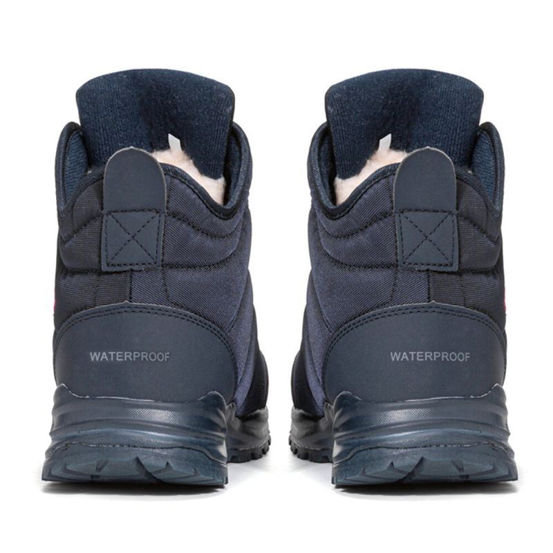 Heren Veterschoenen Antislip Waterdicht Plus Fluwelen Dikker Winter Warme Snowboots Casual Wandelschoenen